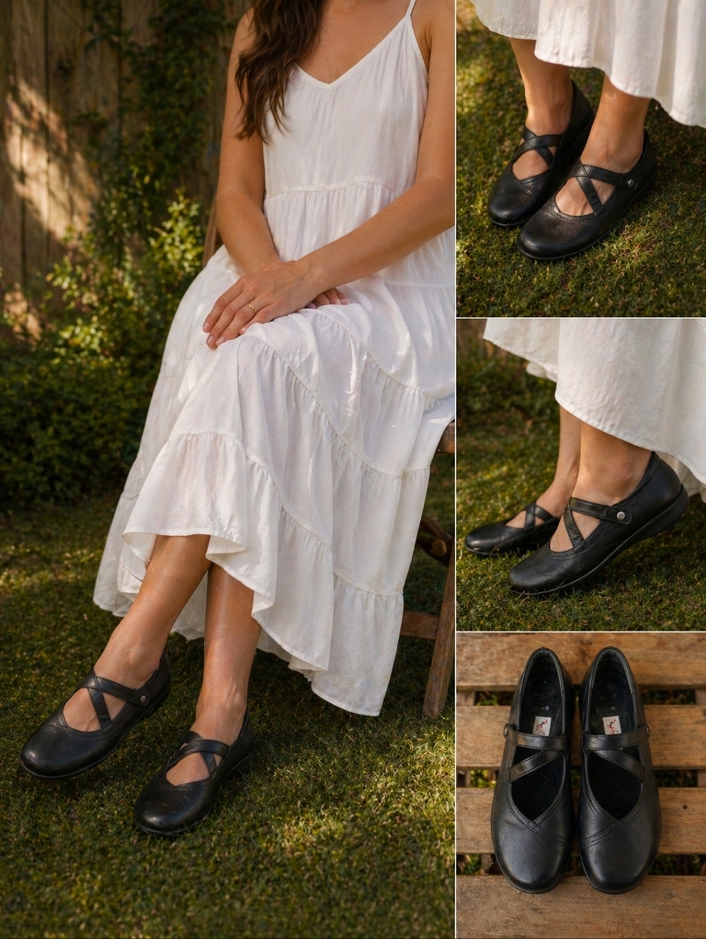 Wolky Leather Mary Jane Comfort Shoes Black Strap Walking Flats EU 38 US 7.5